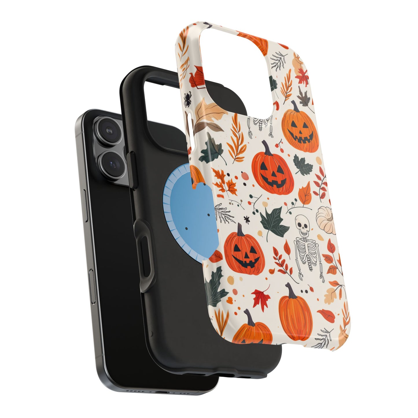 Halloween Pumpkin & Skeleton MagSafe iPhone Case – Spooky Autumn Design