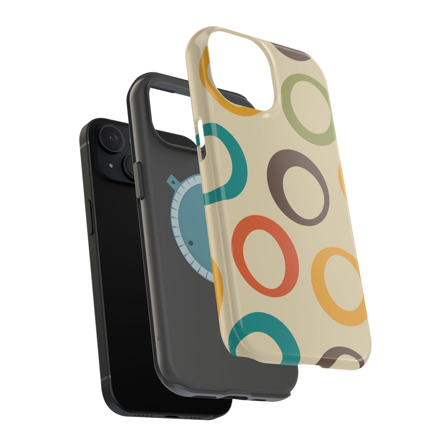 Retro Colorful Rings MagSafe iPhone Case – Shockproof, Matte Finish, Dual-Layer Protection
