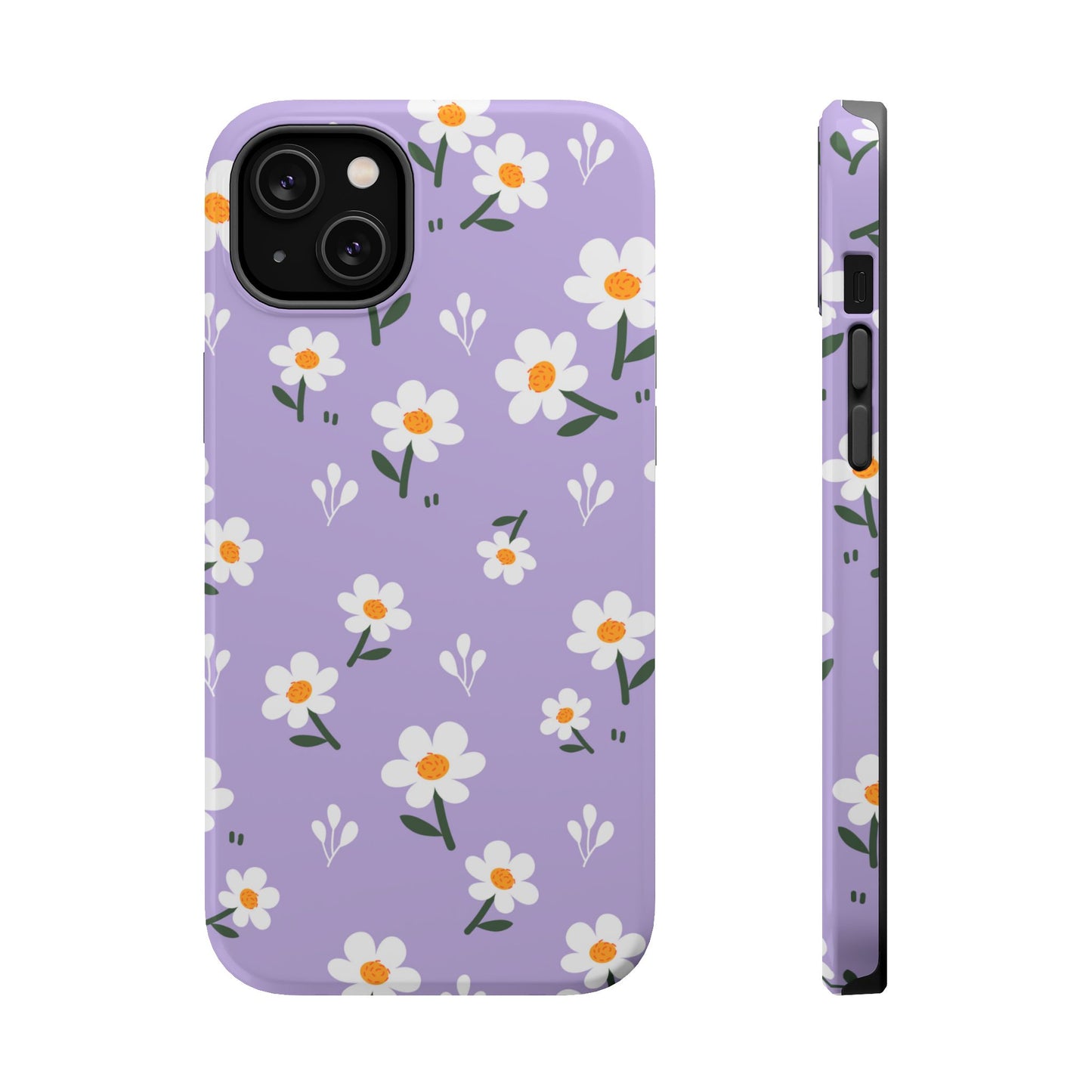 Purple Daisy Garden MagSafe  iPhone Case – Soft Lavender Background, Shockproof Protection with Slim Fit