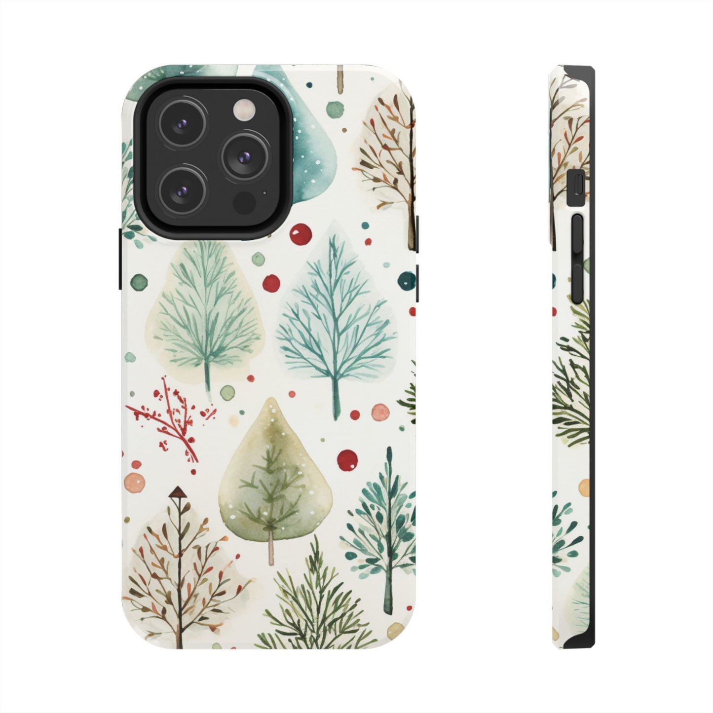 Watercolor Winter Trees iPhone Case – Nature-Inspired, Holiday Theme Protective Cover