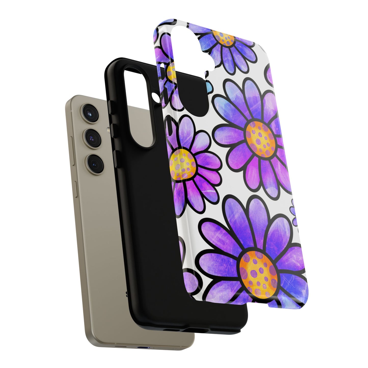 Purple Daisy Delight Samsung Galaxy Case – Slim Profile, Glossy Finish