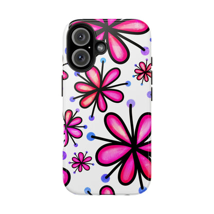 Pink Retro Bloom iPhone Case – Ultra-Slim Design, Glossy Finish