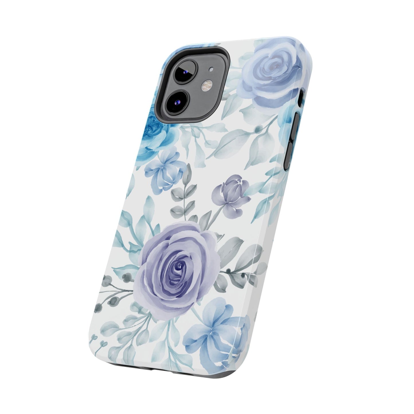 Elegant Blue & Violet Roses iPhone Case – Luxurious Floral Design for Chic Device Protection