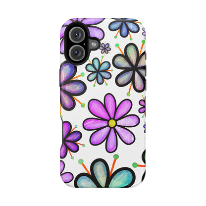 Whimsical Lavender Floral MagSafe iPhone Case – Ultra-Slim, High-Gloss Finish