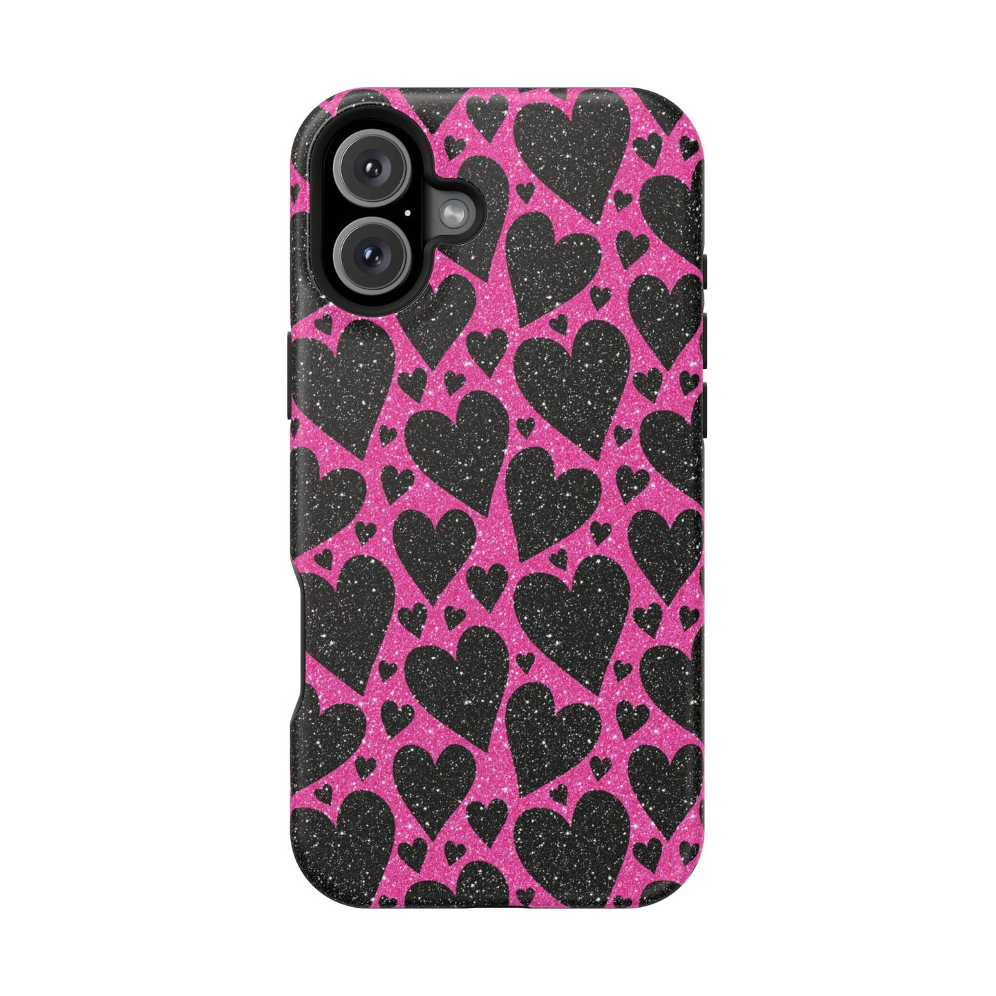 Pink Glitter Hearts MagSafe iPhone Case