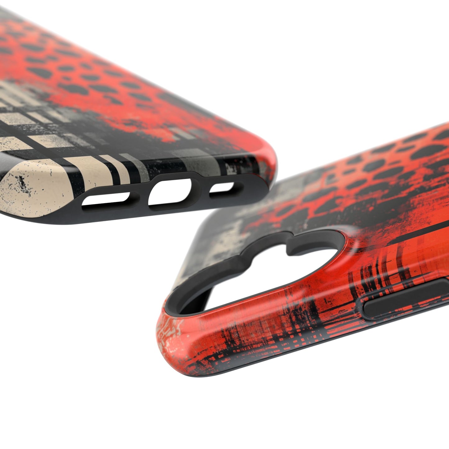 MagSafe iPhone Case: Cheetah Plaid – Red & Black Pattern