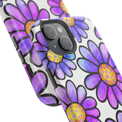 Purple Daisy Delight MagSafe iPhone Case – Slim Profile, Glossy Finish