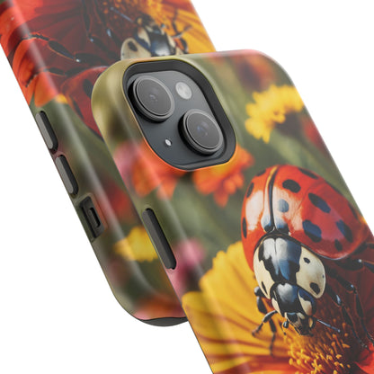 Ladybug on Orange Daisy - MagSafe iPhone Case