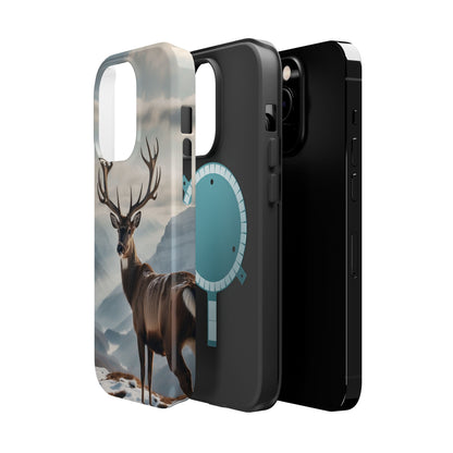 Alpine Majesty: Stag in Snow – MagSafe iPhone Case