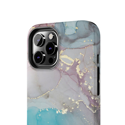 Sky Blue & Purple Marble Wave – iPhone Case with Fluid Swirl Pattern