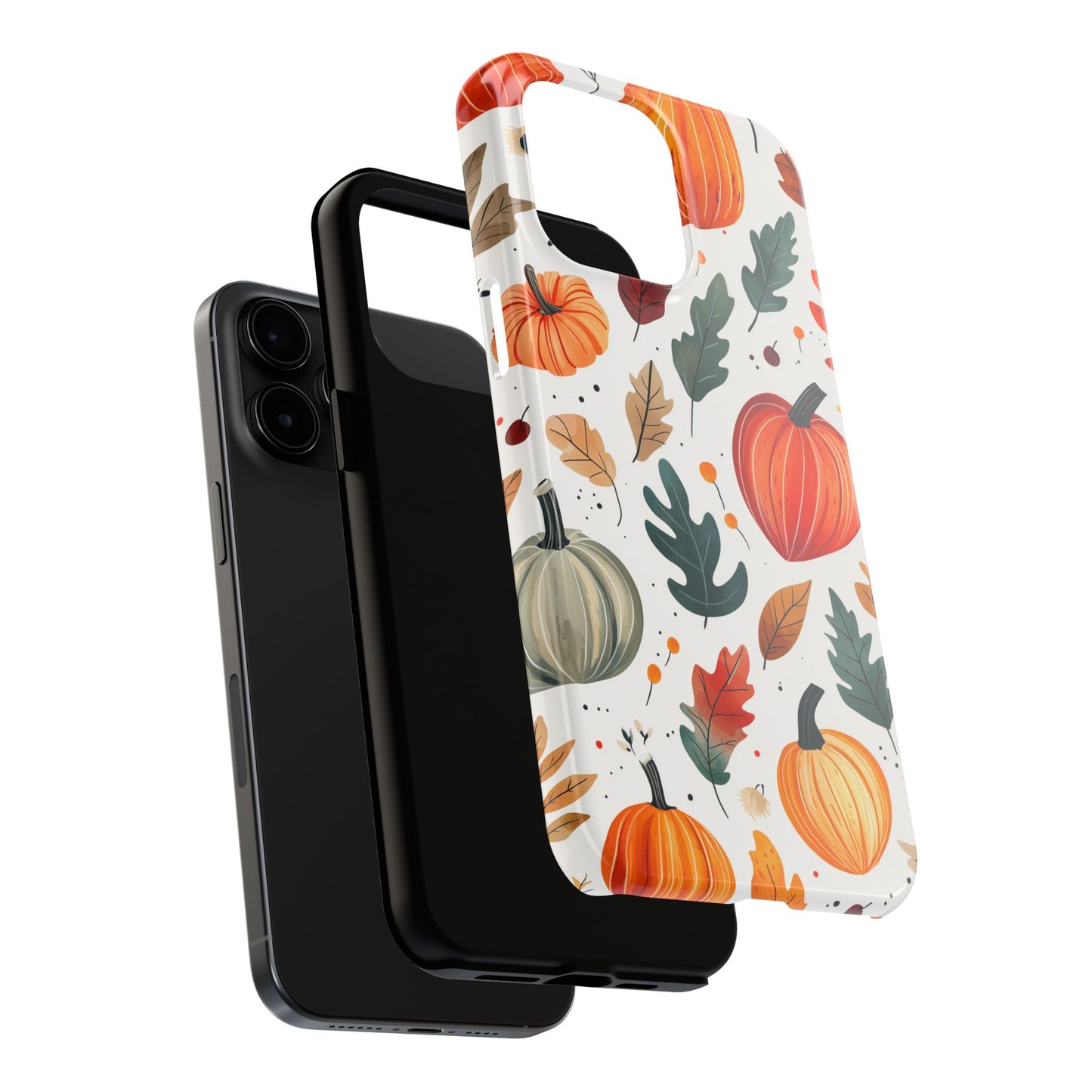 Autumn Harvest iPhone Case - Pumpkin and Fall Leaf Design