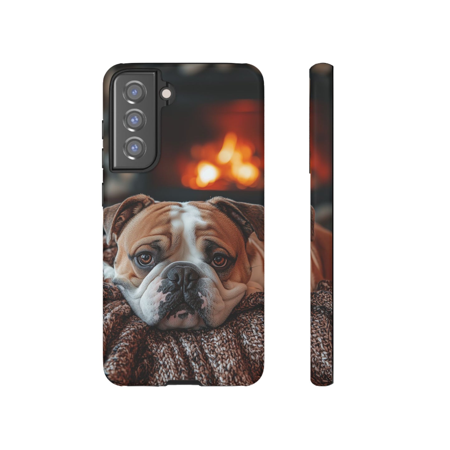 Cozy Bulldog Samsung Galaxy Case – Fireside-Inspired Protective Cover