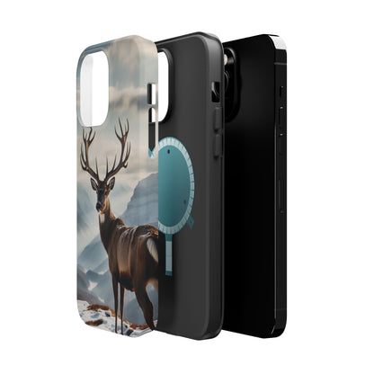 Alpine Majesty: Stag in Snow – MagSafe iPhone Case