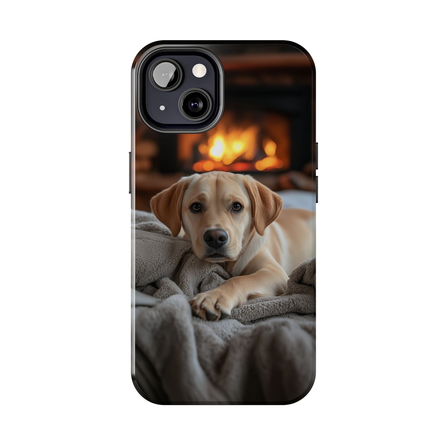 Cozy Golden Retriever by the Fireplace - iPhone Series Case