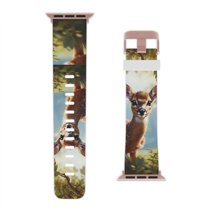 Whimsical Fawn in a Sunlit Forest Apple Watch Band