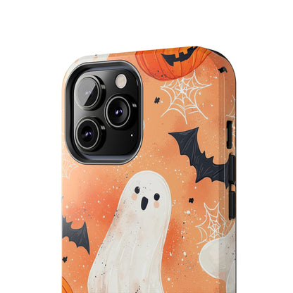 Spooky Cute Ghost iPhone Case – Halloween Ghosts, Pumpkins, Bats & Cobwebs Design