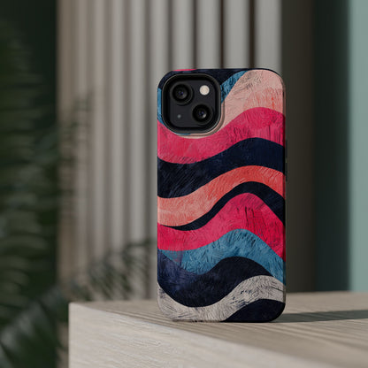 Abstract Wave Pattern MagSafe iPhone Case – Shockproof, Matte Finish, Dual-Layer Protection