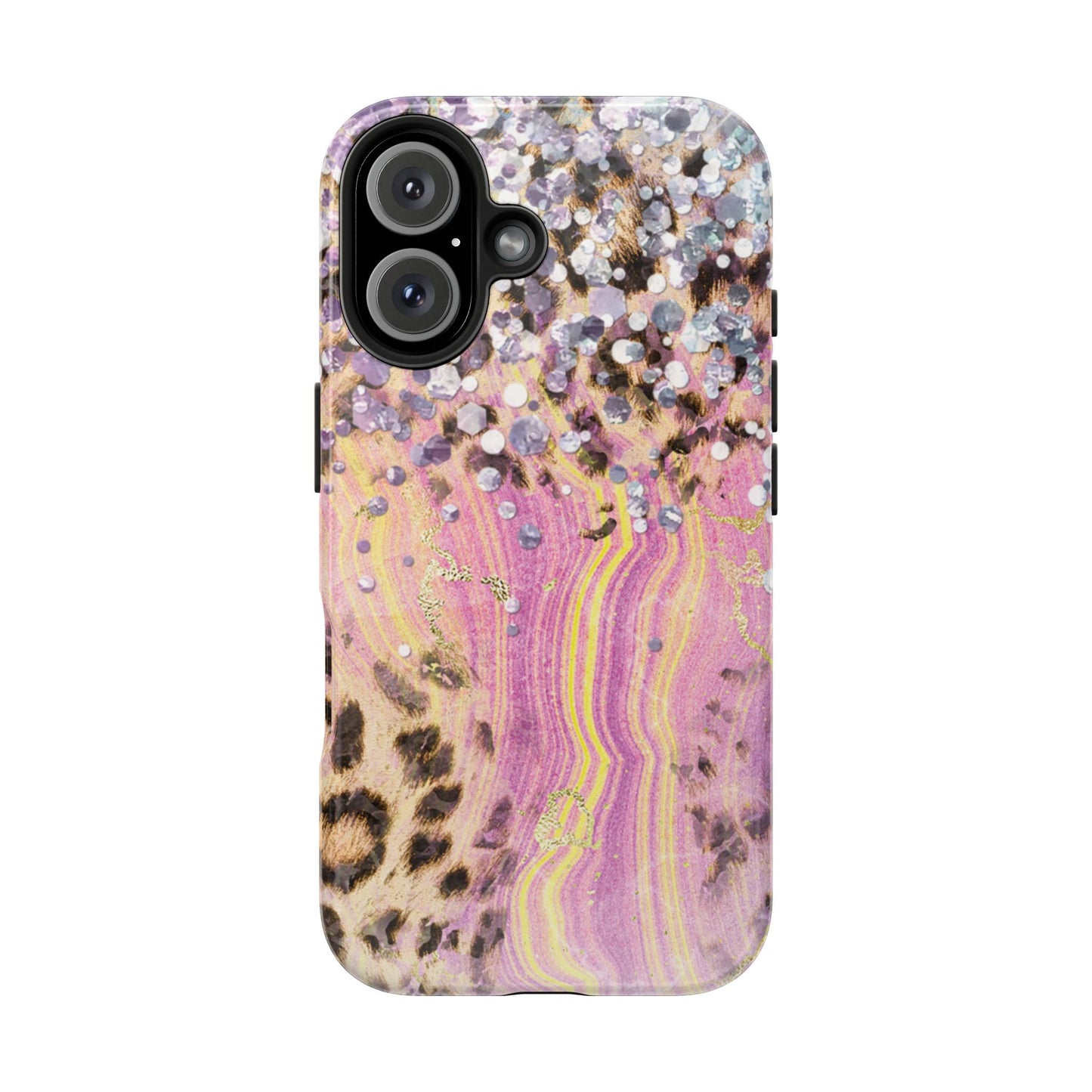 Crystal Glam Leopard - iPhone Series Case with Glitter and Gem Accents