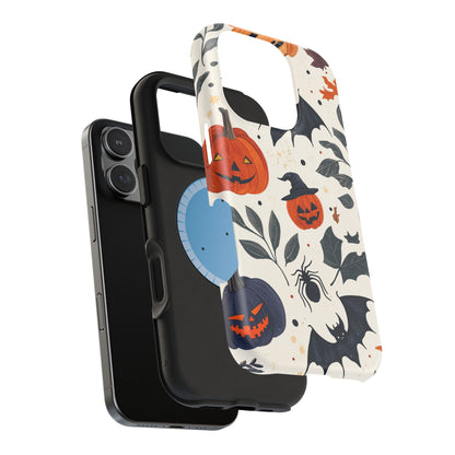 Spooky Halloween MagSafe iPhone Case – Pumpkins, Bats, and Spider Design