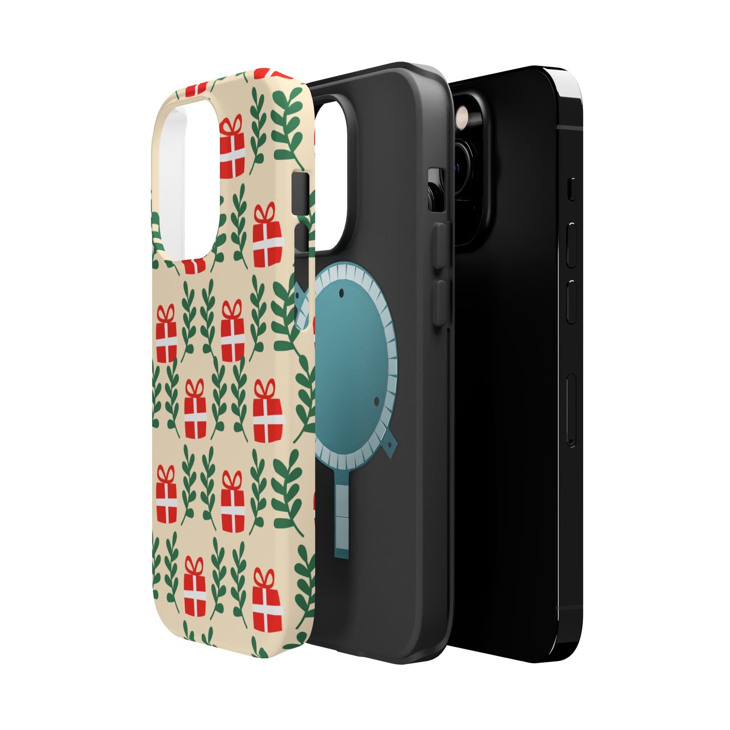 MagSafe iPhone Case: Holiday Cheer – Red Gifts & Green Leaves