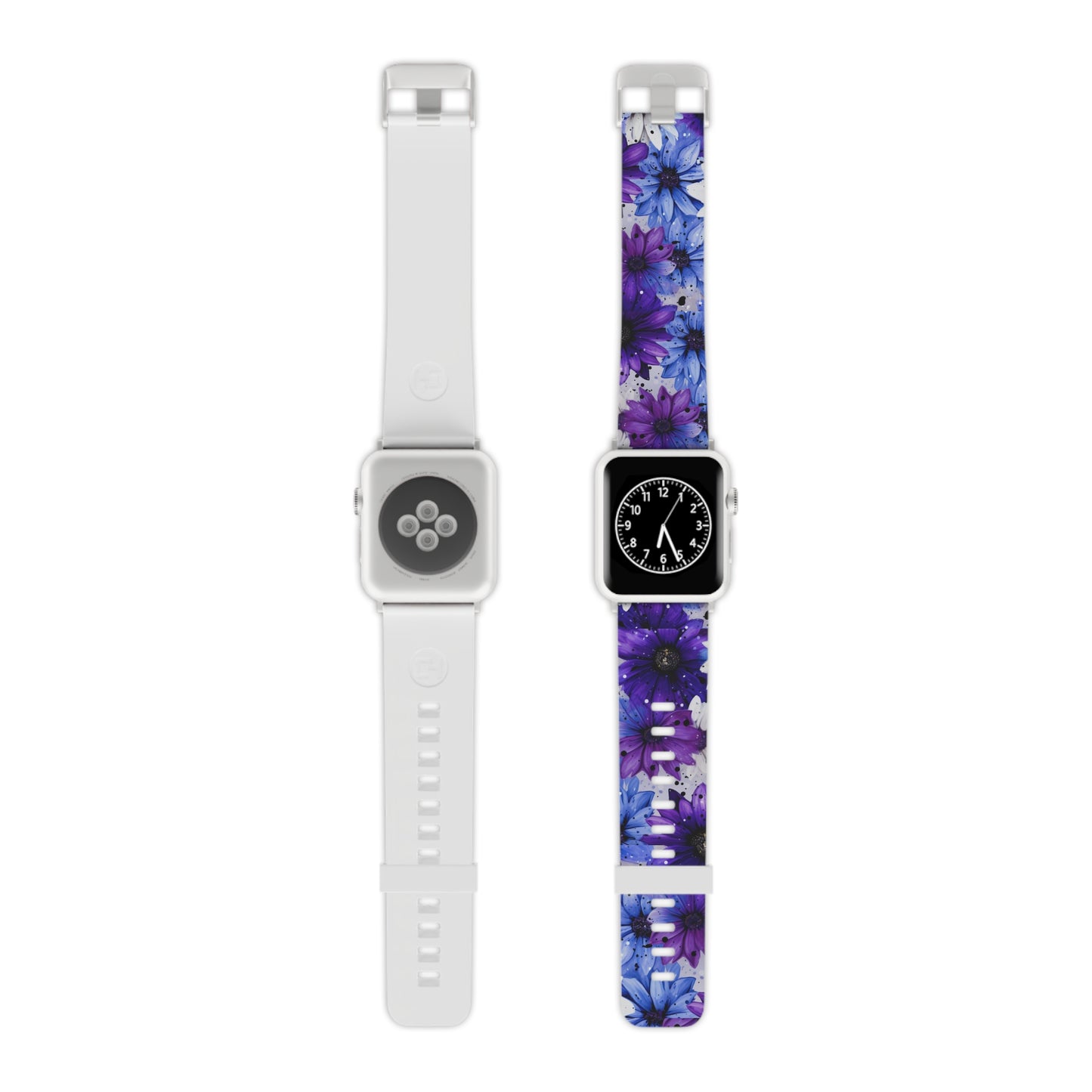 Vibrant Purple & Blue Floral Splash Apple Watch Band