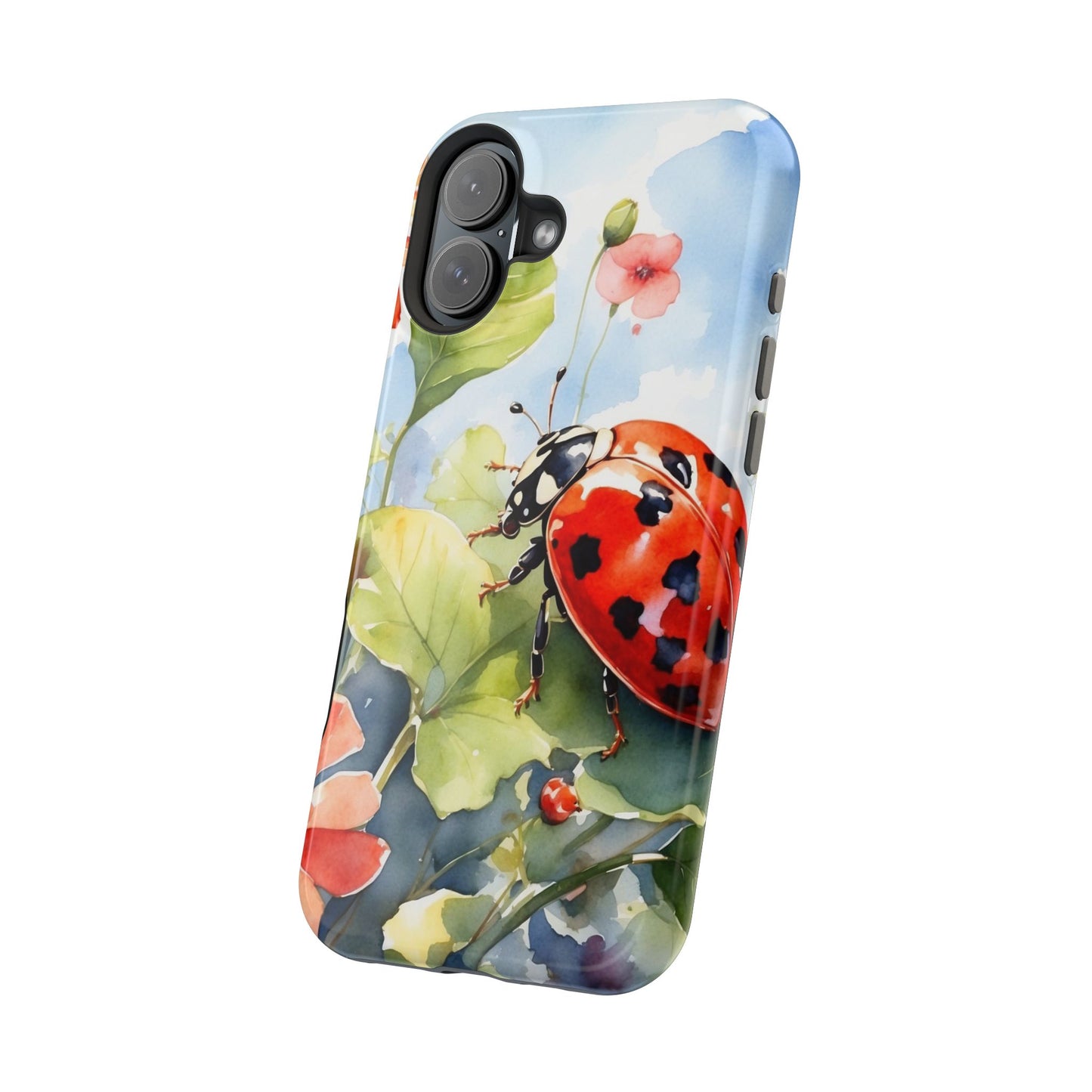 Watercolor Ladybug & Poppy Fields - MagSafe iPhone Case