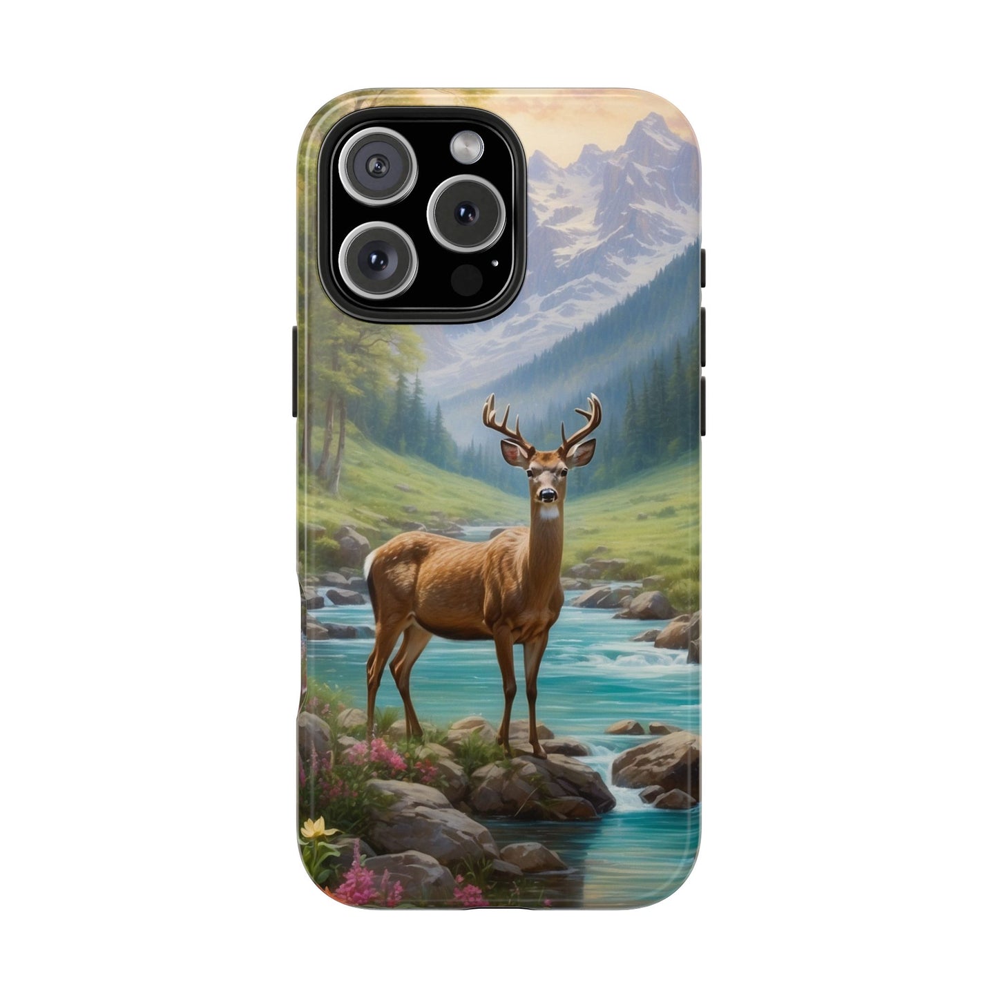 Alpine Serenity – Stag in Mountain Bliss iPhone Cases