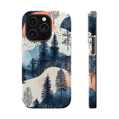 Winter Forest MagSafe iPhone Case | Watercolor Trees & Mountains