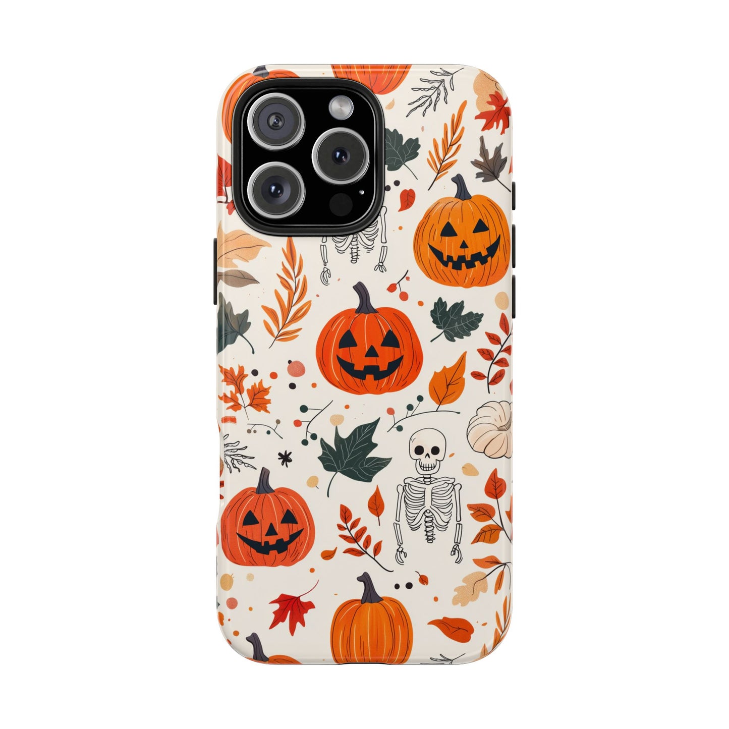 Halloween Pumpkin & Skeleton iPhone Case – Spooky Autumn Design