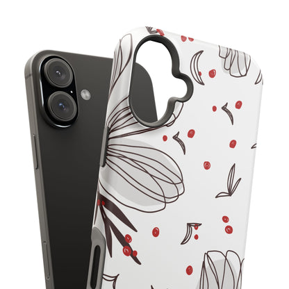 Minimalist Line Art Floral Tough MagSafe iPhone Case – Bold Red and Black Design, Shockproof Protection