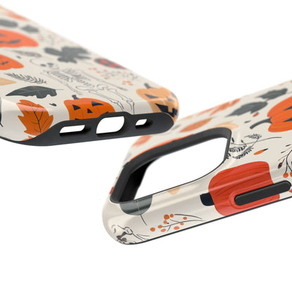 Spooky Pumpkin & Skeleton MagSafe iPhone Case – Halloween Jack-O'-Lantern Design