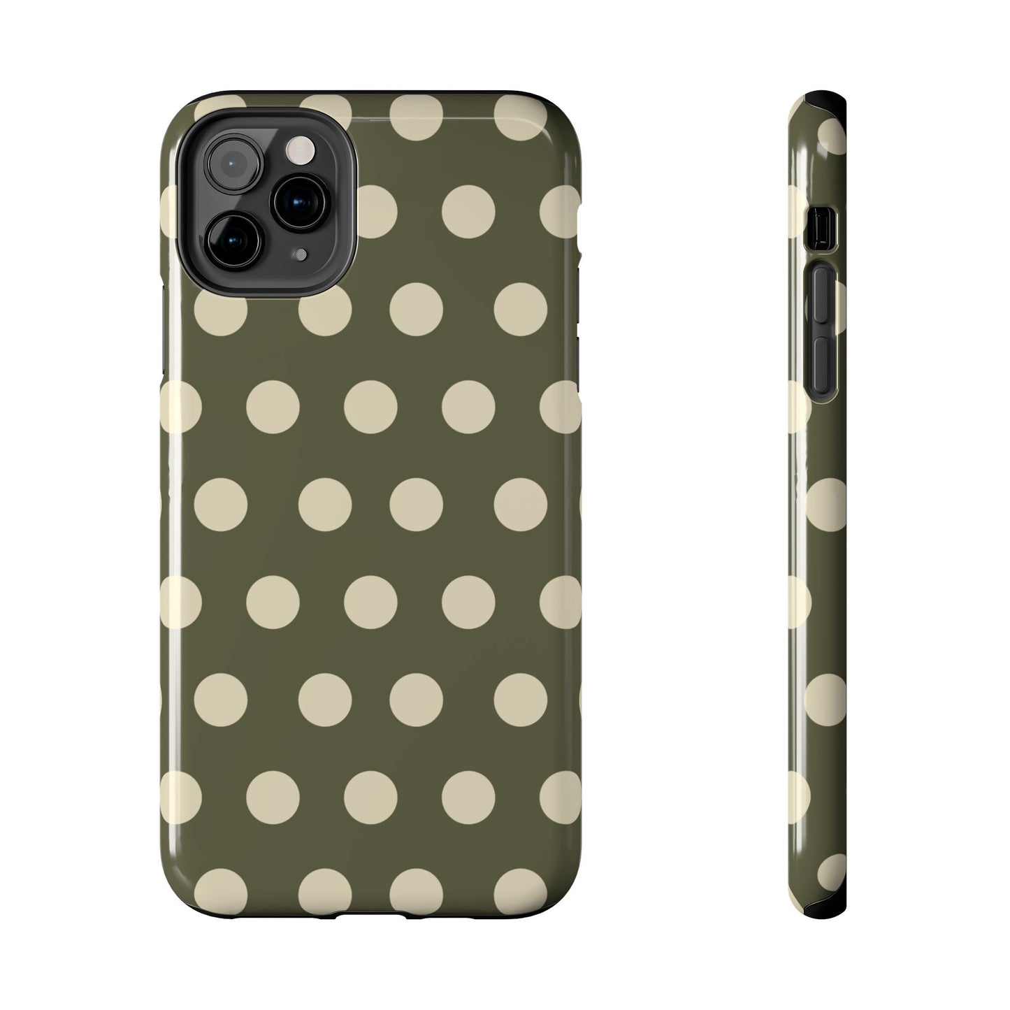 Vintage Green & Cream Polka Dots – iPhone Case