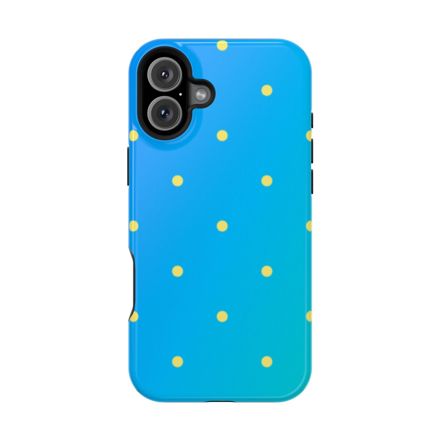 Blue Ocean Gradient Polka Dots MagSafe iPhone Case – Shockproof, Smooth Matte Finish, Dual-Layer Design