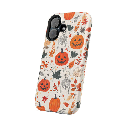 Halloween Pumpkin & Skeleton MagSafe iPhone Case – Spooky Autumn Design