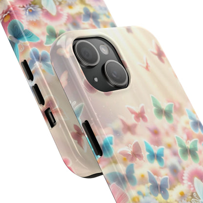 Butterfly Flower Garden - iPhone Case - Pastel Floral Protective Cover