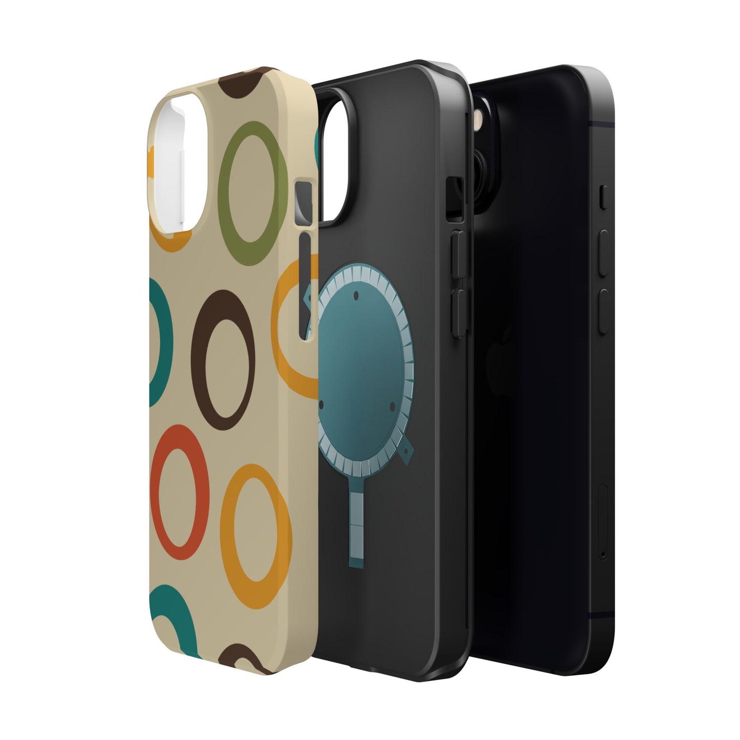 Retro Colorful Rings MagSafe iPhone Case – Shockproof, Matte Finish, Dual-Layer Protection