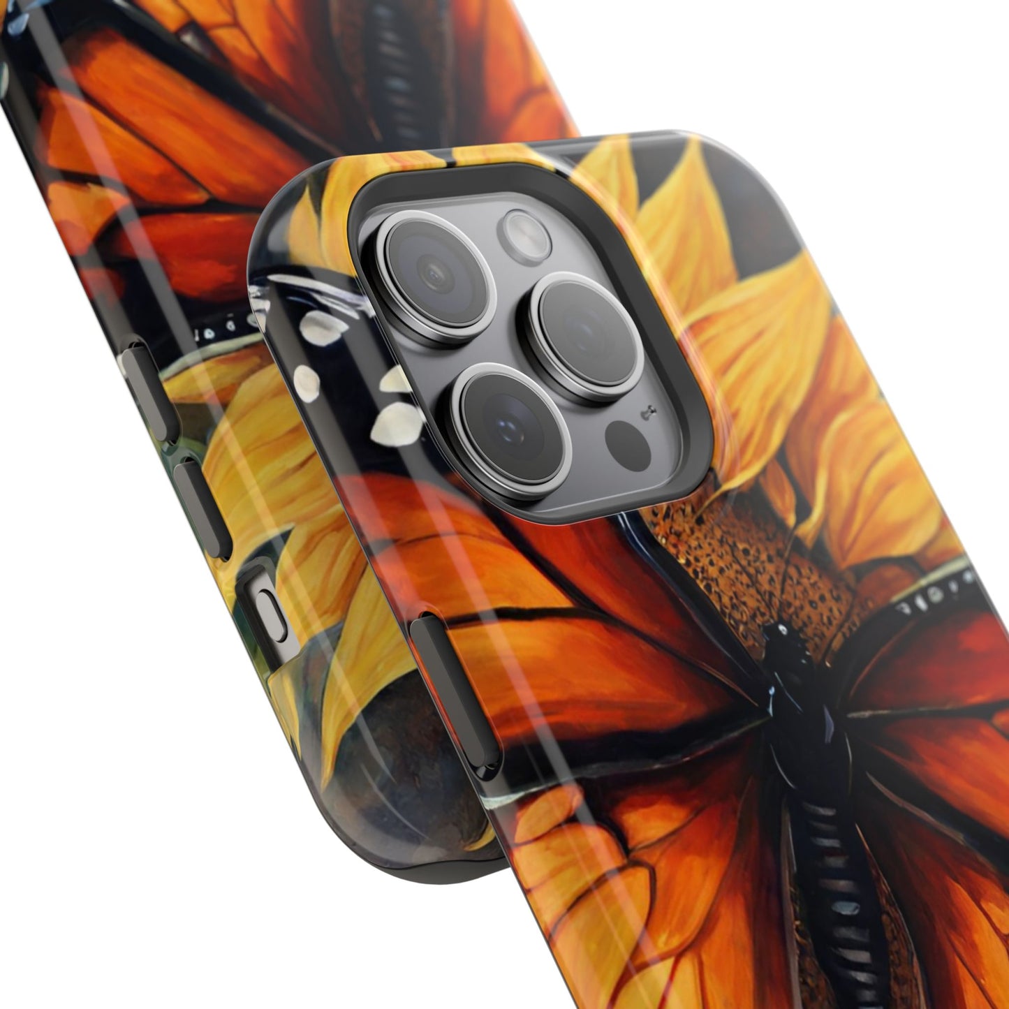 Monarch Butterfly & Sunflower Art – MagSafe iPhone Case