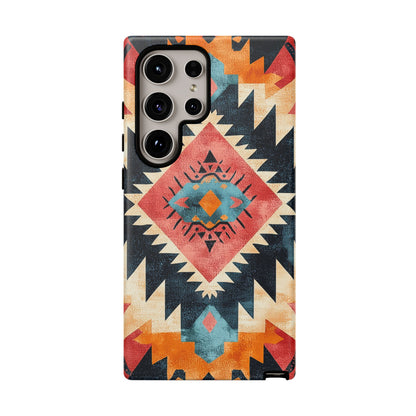 Bold Aztec Pattern Tough Samsung Galaxy Case – Vibrant Geometric Design, Dual-Layer Protection