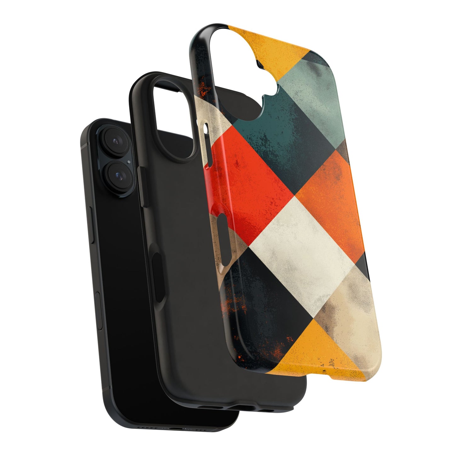 Geometric Retro iPhone  Case - Colorful Checkered Protective Cover