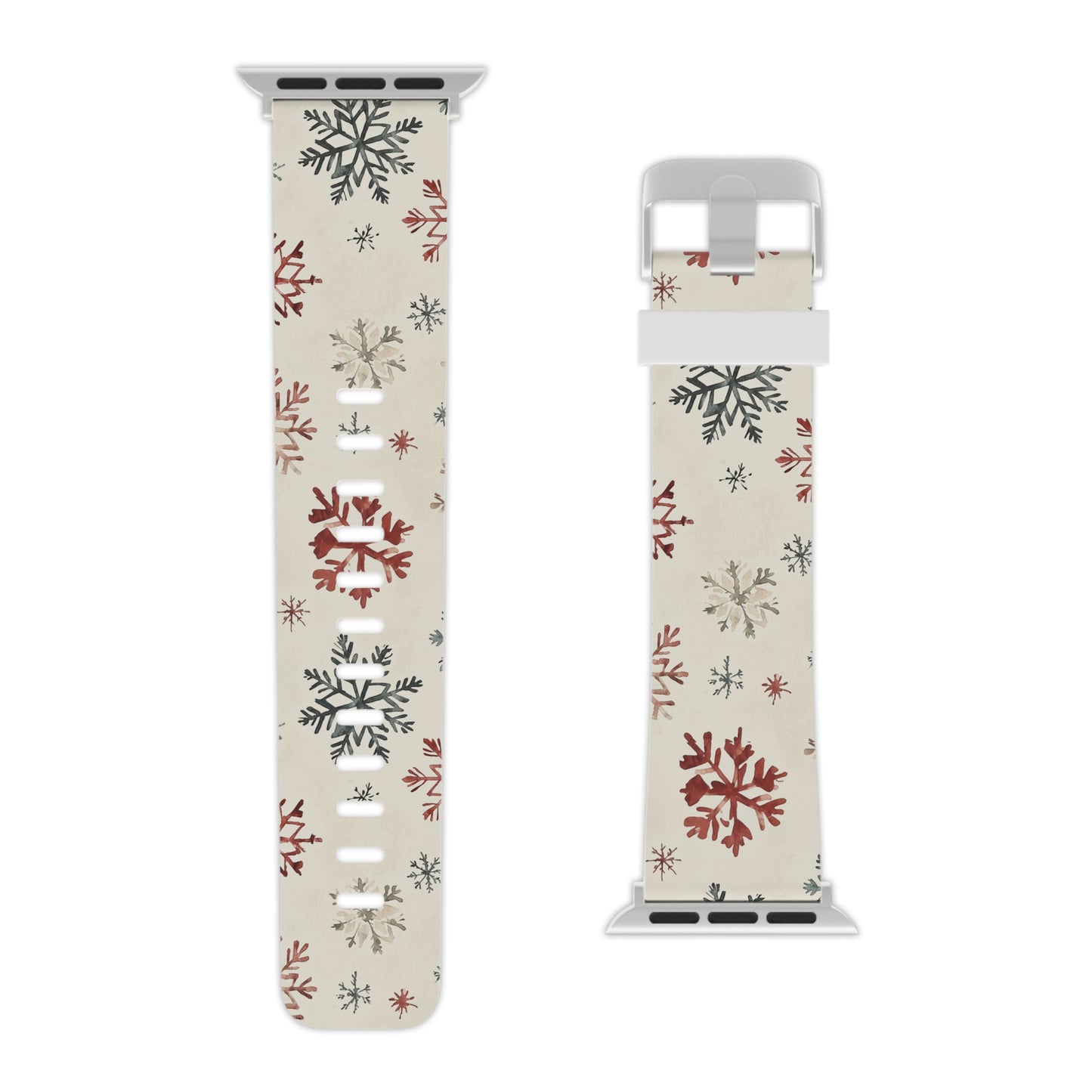 Vintage Red and Gray Snowflake Pattern Apple Watch Band