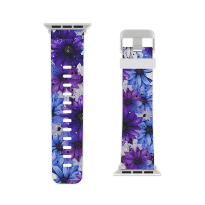 Vibrant Purple & Blue Floral Splash Apple Watch Band