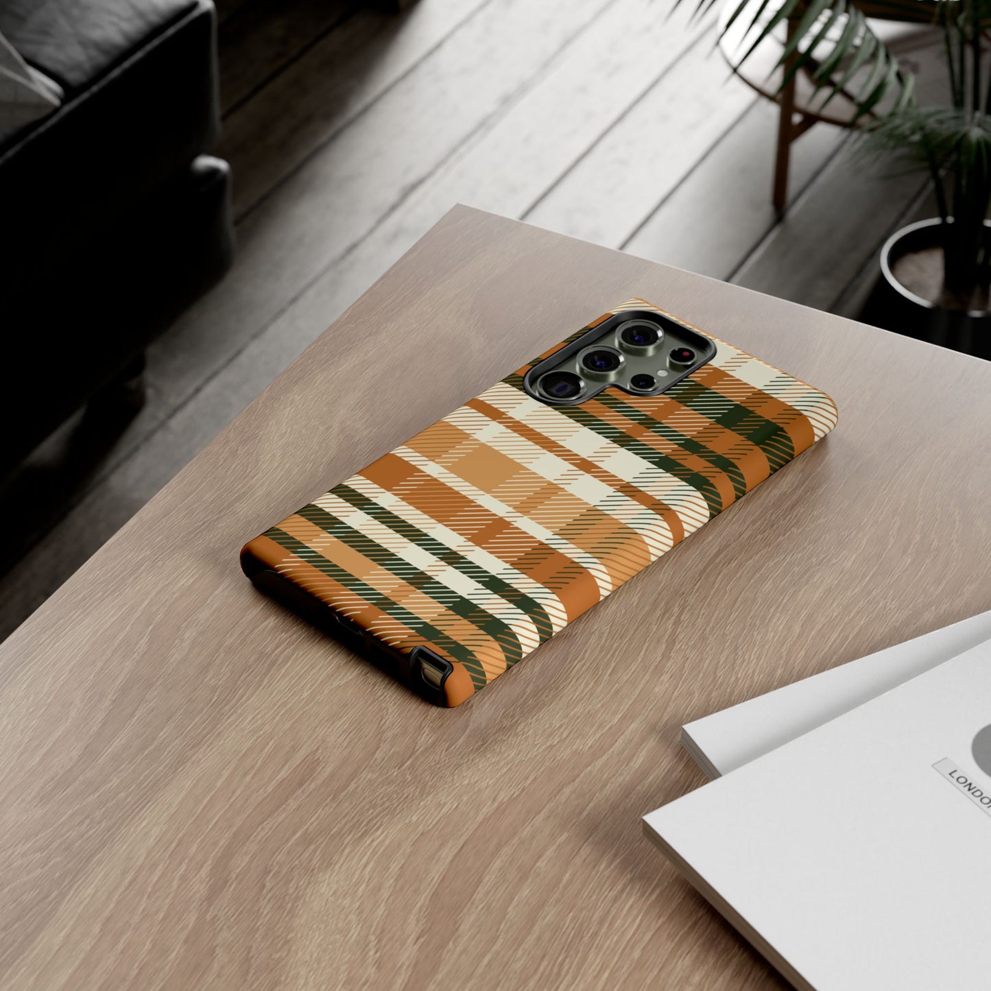 Samsung Galaxy Case - Pumpkin Spice Plaid Design