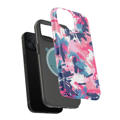 Vibrant Pink & Navy Abstract Splash – MagSafe iPhone Case