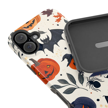 Spooky Halloween MagSafe iPhone Case – Pumpkins, Bats, and Spider Design