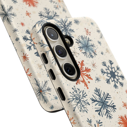 Rustic Orange and Blue Snowflake Pattern – Samsung Galaxy Series Case