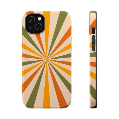 Retro Sunburst MagSafe iPhone Case – Bold Geometric Design, Durable Shockproof Protection