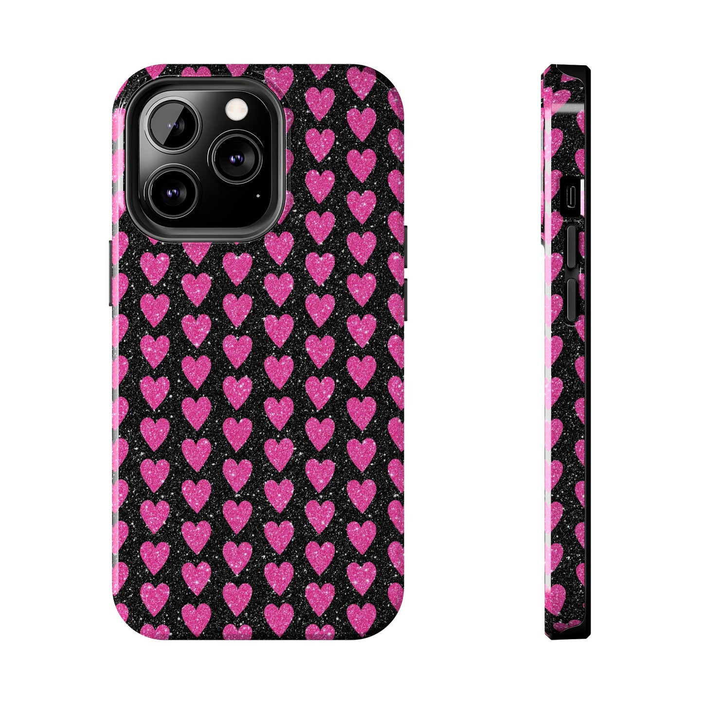 Glitter Pink Hearts iPhone Case