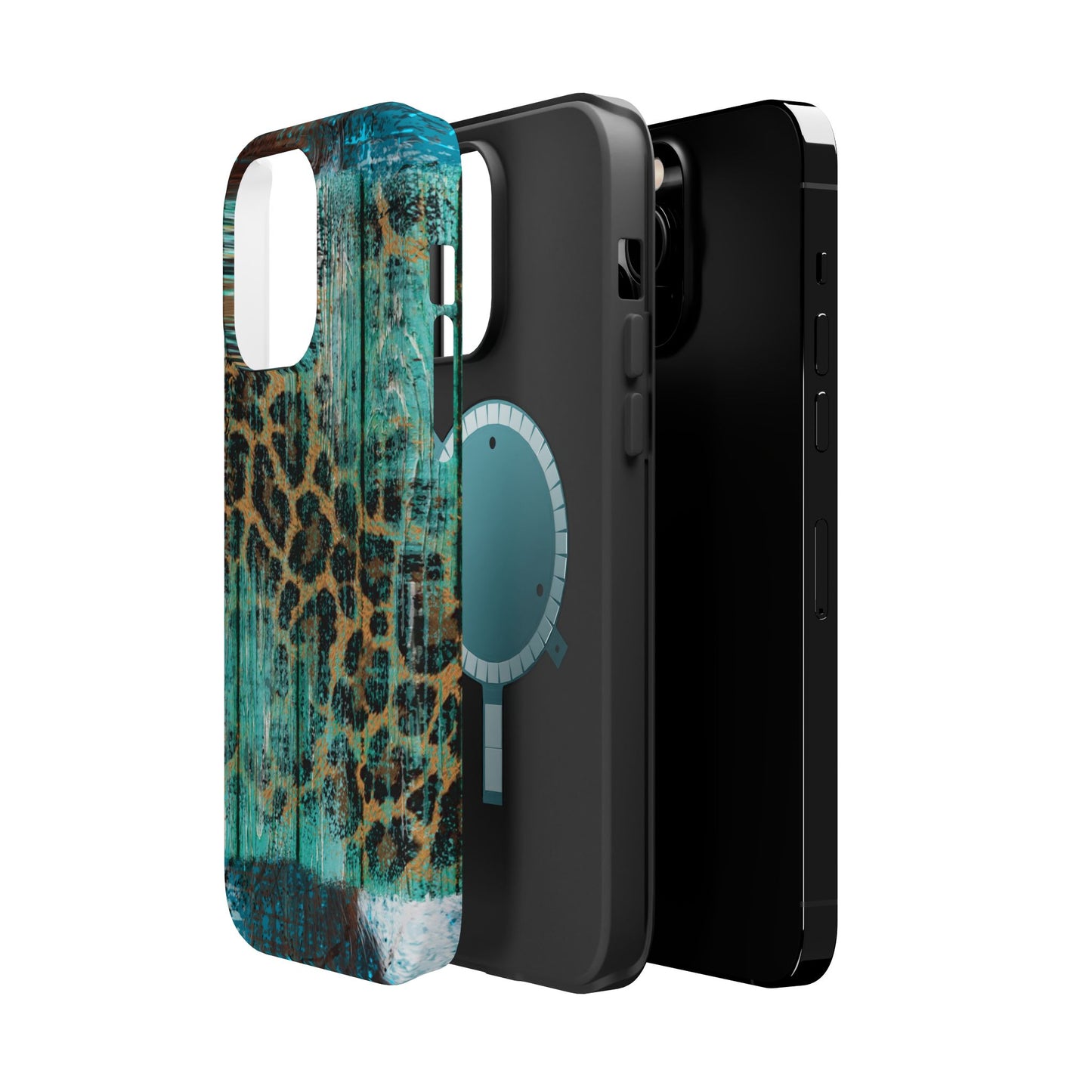 Turquoise Rustic Leopard Wood - MagSafe  iPhone Series Case