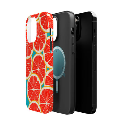 Ruby Grapefruit Pop Tough MagSafe iPhone Case – Vibrant Citrus Design, Shock-Resistant Protection