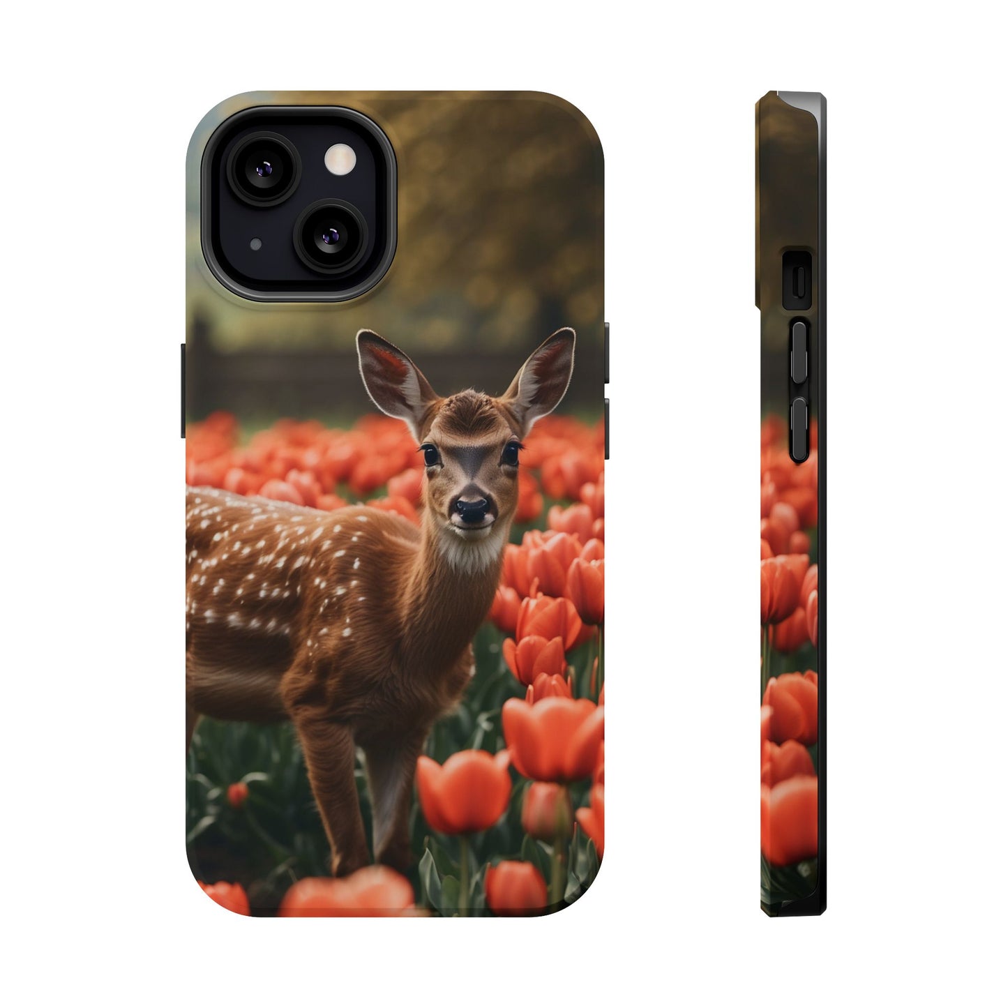 Fawn Among Tulips MagSafe iPhone Case